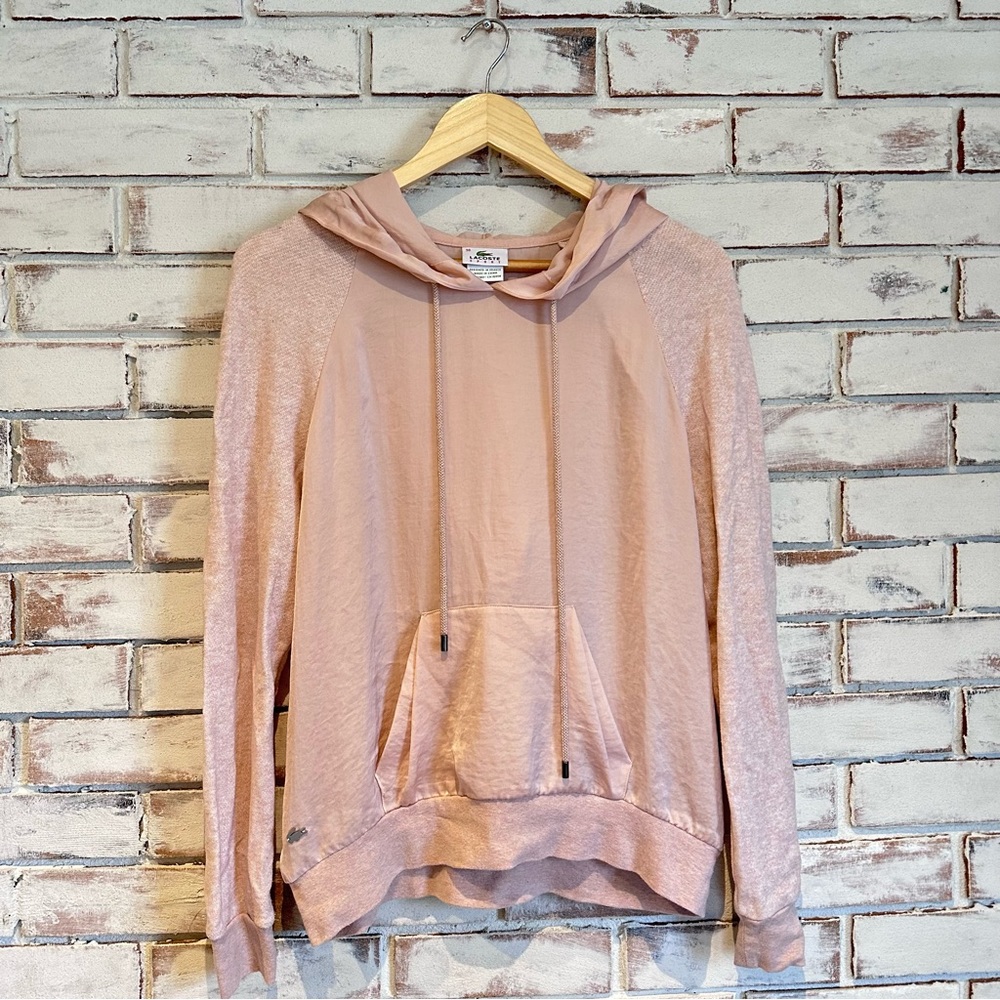 Lacoste sport pink hoodie hooded top size 38
